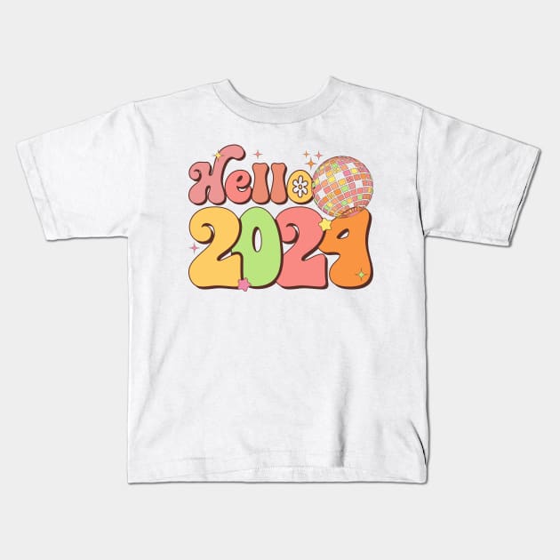 Hello 2024 Kids T-Shirt by MZeeDesigns